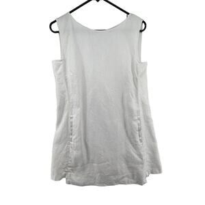 Lafayette 148 Size 8 Dress or Tunic Top 100% Linen White Gold Zipper Pockets